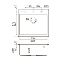 Tedori 57 WH Tetogranit/белый